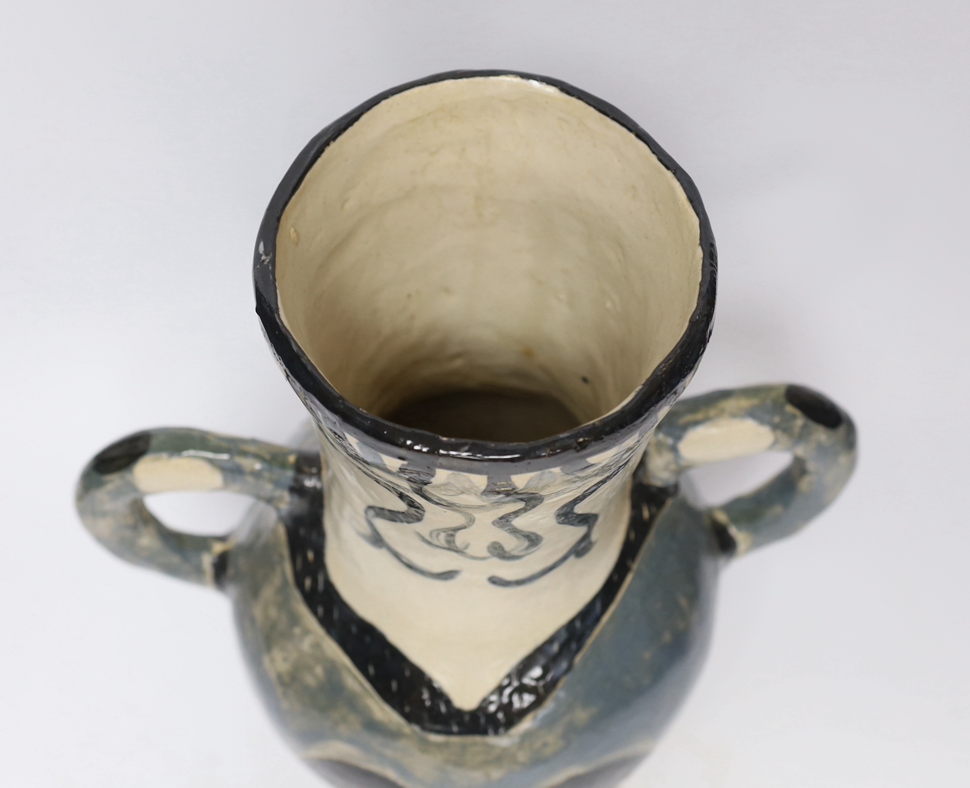 A studio pottery vase, inspired by Picasso, 35cm